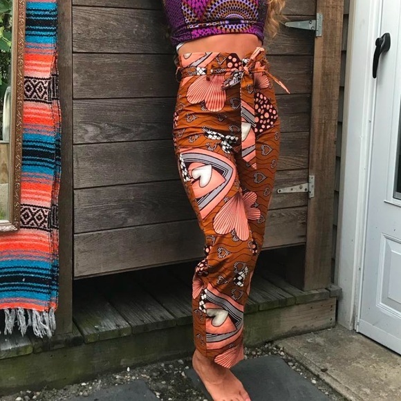 ROYAL NATIVE Hand Made Heart Motif Izzy Belted Pants